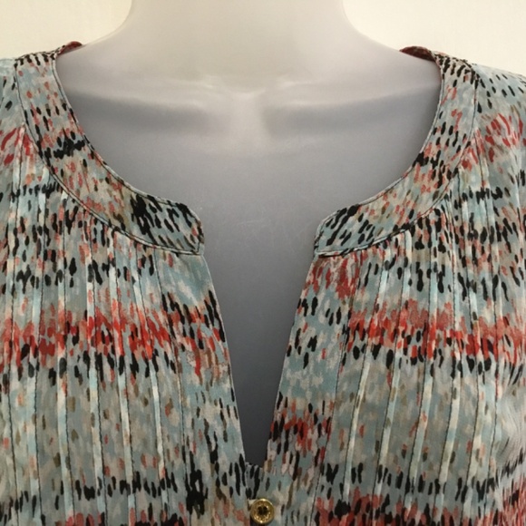 Calvin Klein Boho Blouse Sheer Henley with Pin Tucks in front Sz XL - Picture 7 of 13